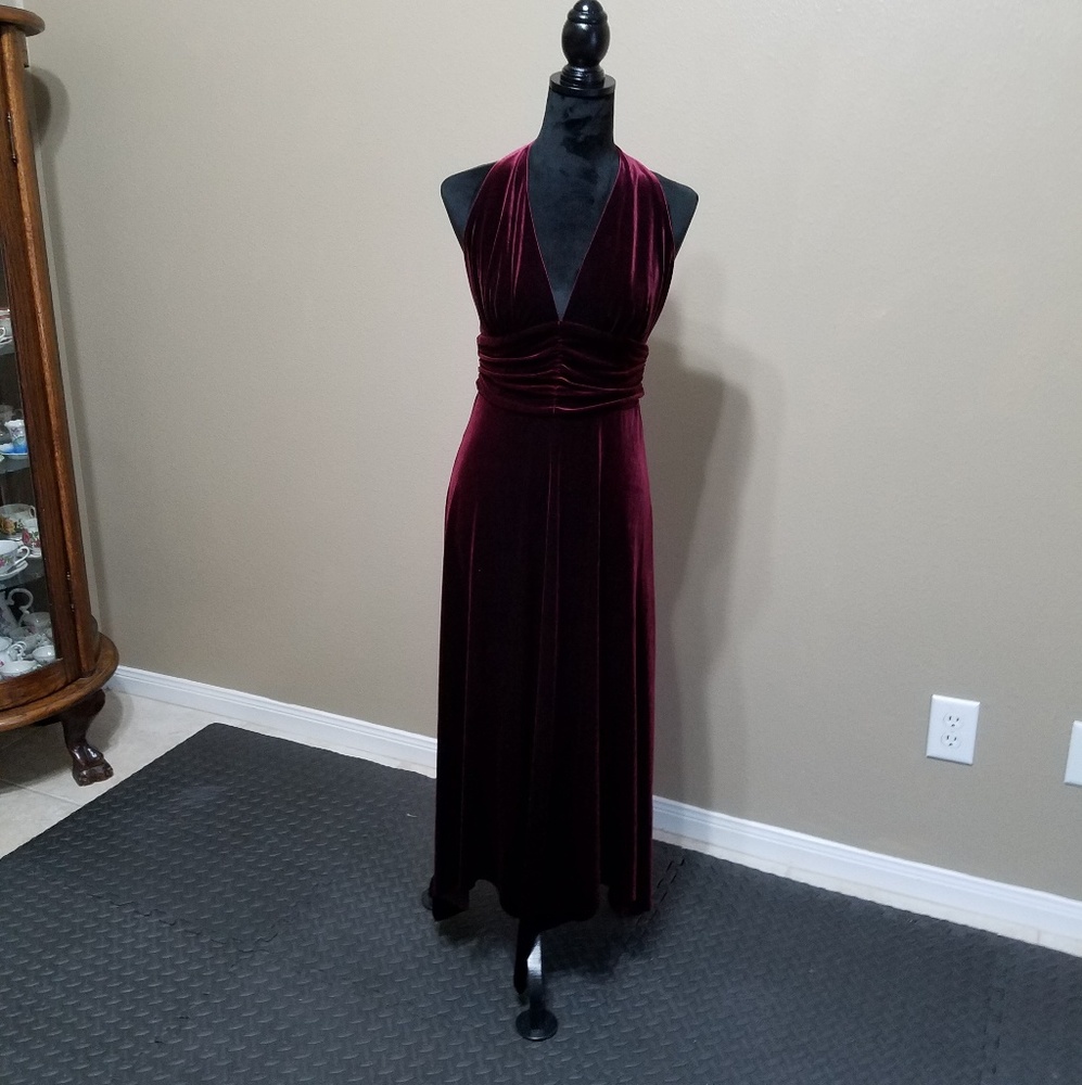 Burgundy velvet dress